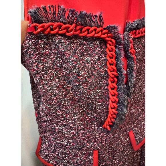 NWT Elisabetta Franchi Red Blue Tweed Open Back Romper Size 40 US 4 - Picture 6 of 14
